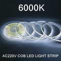 220V COB LED Strip Light Flexible Tape Lights Smart IC No Need Driver High Bright 240 LEDs Linear Lighting RA95 Warm White 1-5m